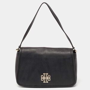 Tory Burch Black Leather Britten Shoulder Bag